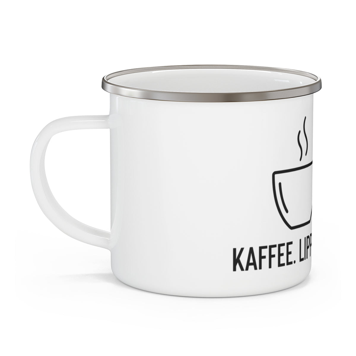 Emaille-Tasse – Kaffee, Lippenstift, Flinte